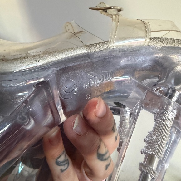 Pleaser Transparent Clear Platform High Heel Sandals Open Slot For Cash Tips - Picture 3 of 3